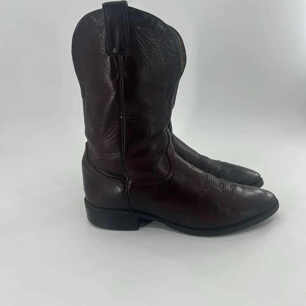 Vintage Tony Lama 0010 Leather Western Cowboy Boots Mens Size 10 Vibram Soles.